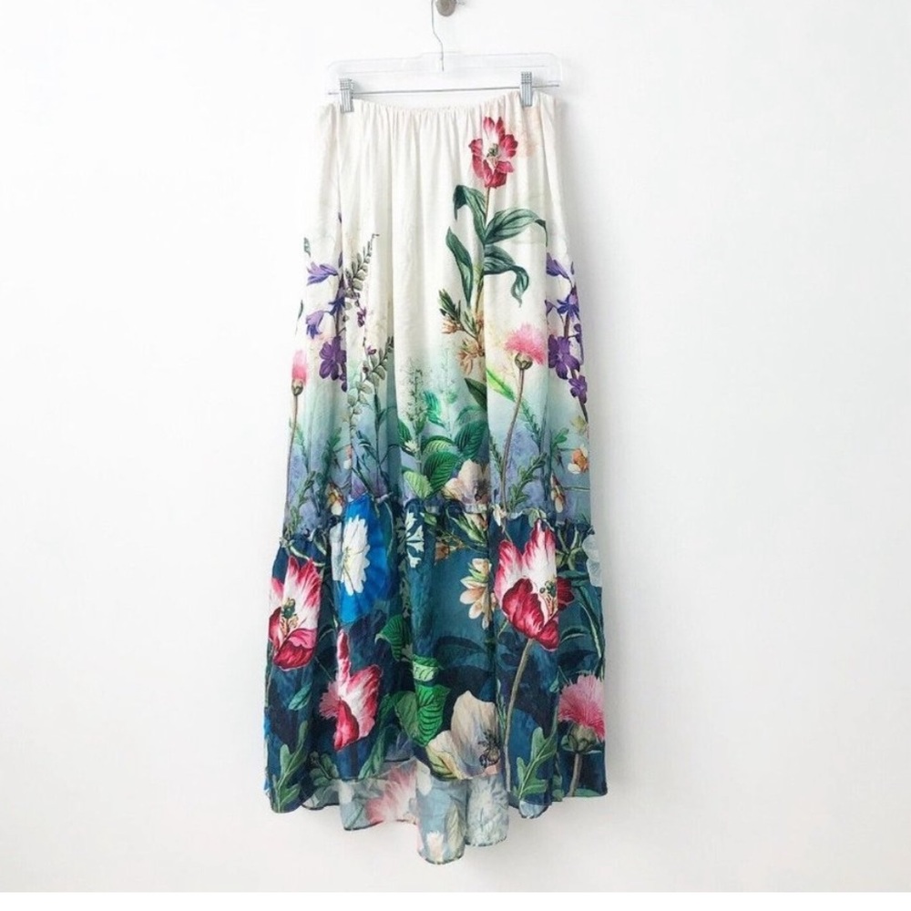 Anthropologie Floral High-Low Sundress in Cream, Blue, Green - Picture 7 of 10